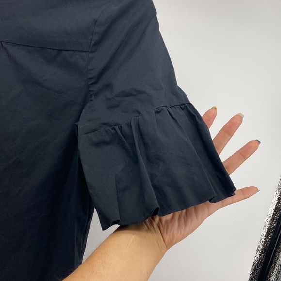 Old Navy black mini dress with puff sleeve shift bohemian witchy retro - Picture 3 of 5